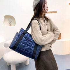 Nylon Women Handbags Casual Quilted Lattice Shoulder Bags