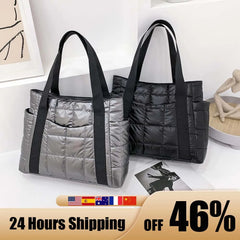 Nylon Women Handbags Casual Quilted Lattice Shoulder Bags