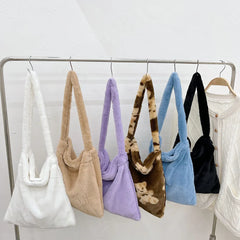 Autumn Winter Plush Handbag Lady Shoulder Female Bags Purse Women