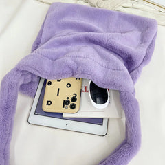 Autumn Winter Plush Handbag Lady Shoulder Female Bags Purse Women