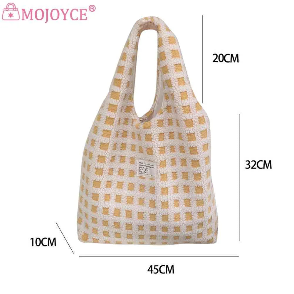 Soft Fleece Waffle Plaid Shoulder Bag