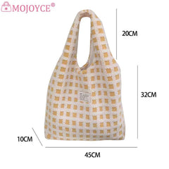 Soft Fleece Waffle Plaid Shoulder Bag