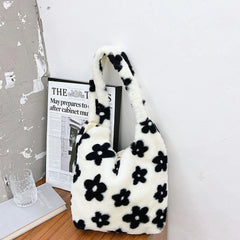 Plush Shoulder Bags Animal Printing Large Handbags