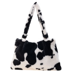 Plush Shoulder Bags Animal Printing Large Handbags