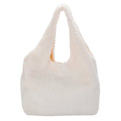 Soft Plush Women Top-Handle Bags Fluffy Furs Rhombus Pattern