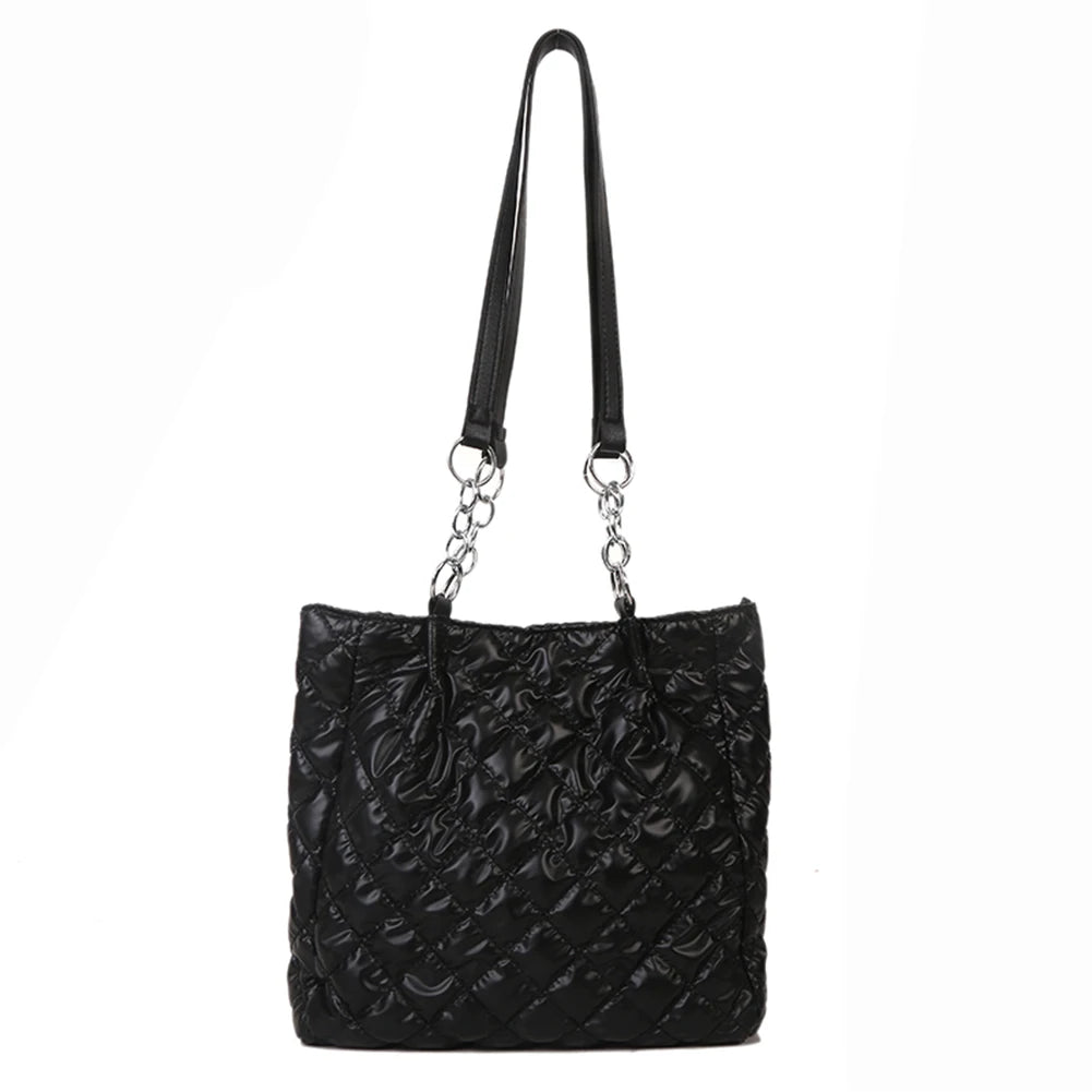 Quilted Cotton Padded Shopper Bag with Chain Strap