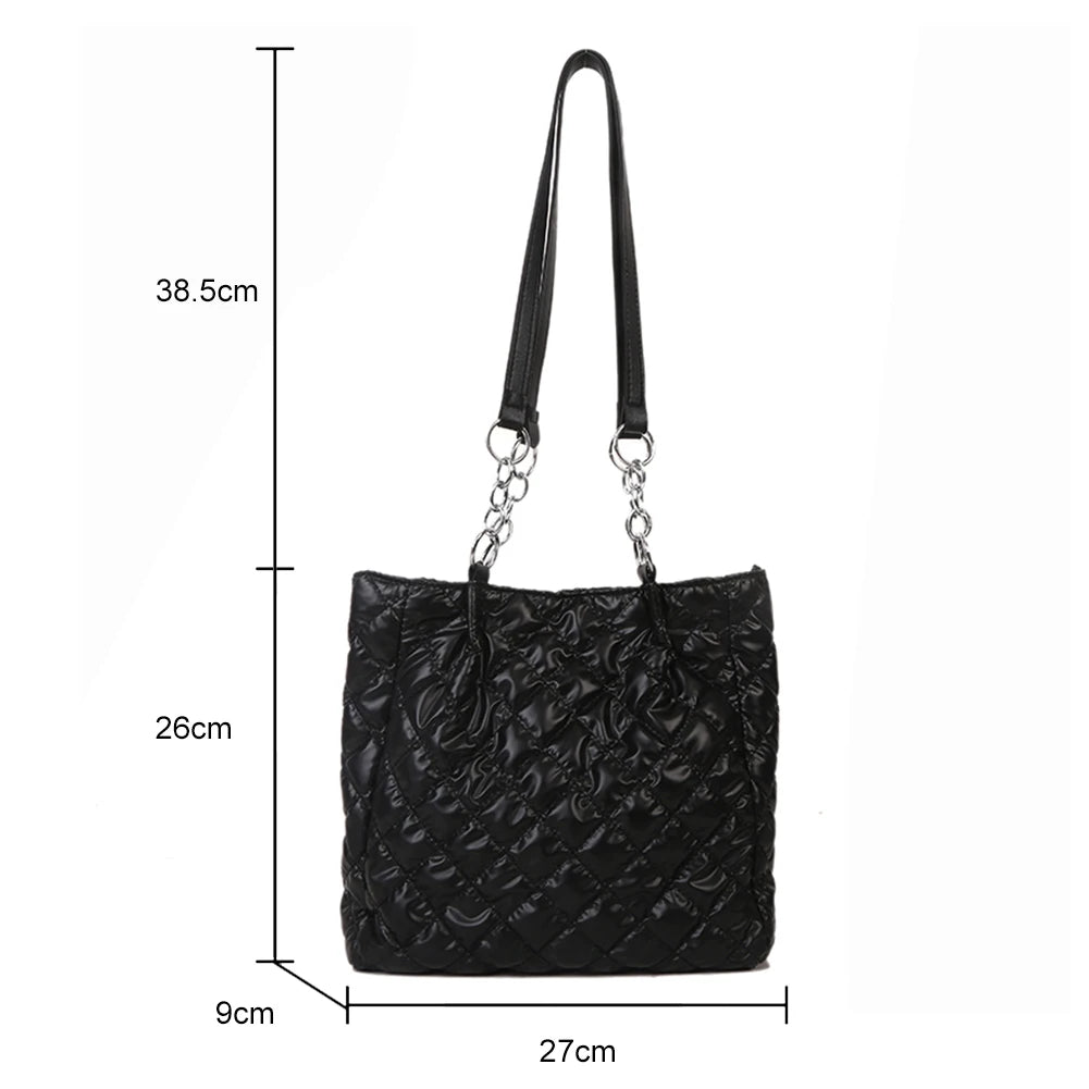 Quilted Cotton Padded Shopper Bag with Chain Strap