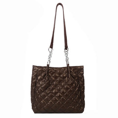 Quilted Cotton Padded Shopper Bag with Chain Strap