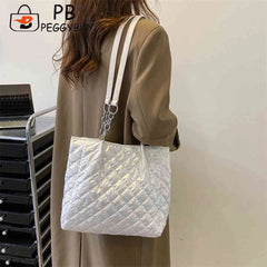 Quilted Cotton Padded Shopper Bag Women Travel Tote