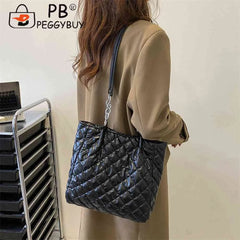 Quilted Cotton Padded Shopper Bag Women Travel Tote