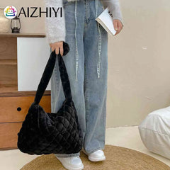 Soft Plush Shopper Bag for Women Fluffy Casual Handbag