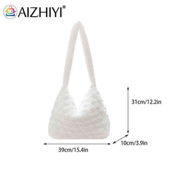 Soft Plush Shopper Bag for Women Fluffy Casual Handbag
