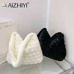 Soft Plush Shopper Bag for Women Fluffy Casual Handbag