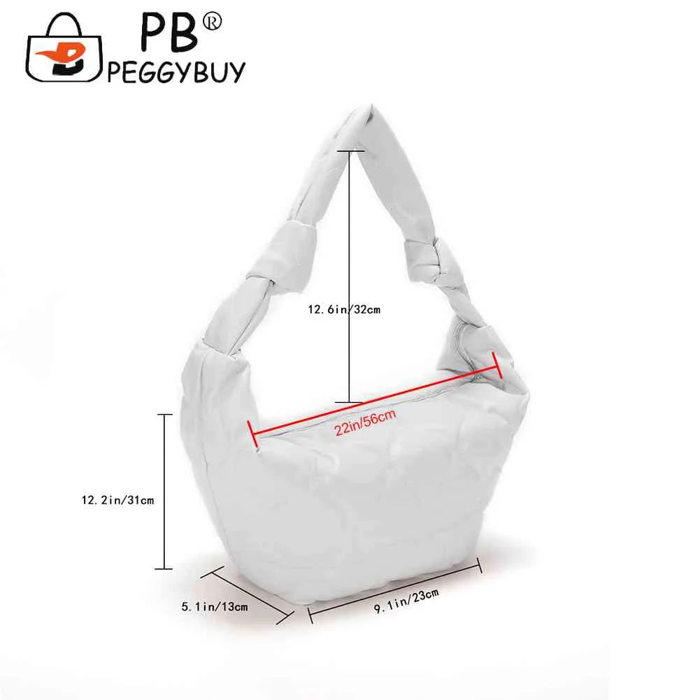 Autumn Winter Cotton Padded Tote Crossbody Handbag for Women