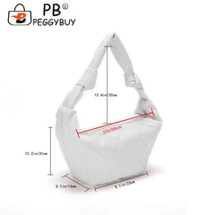 Autumn Winter Cotton Padded Tote Crossbody Handbag for Women
