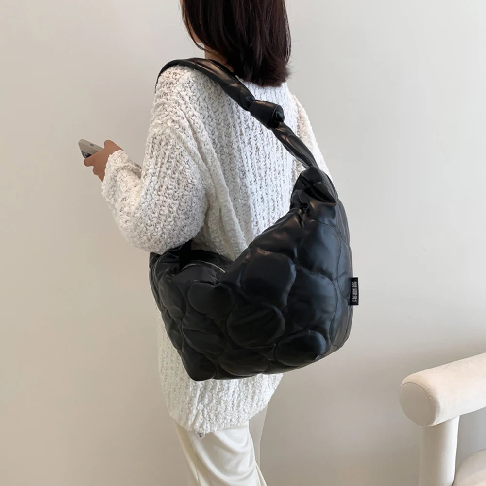 Autumn Winter Shoulder Bag Dumplings Cotton Padded Purses Handbag