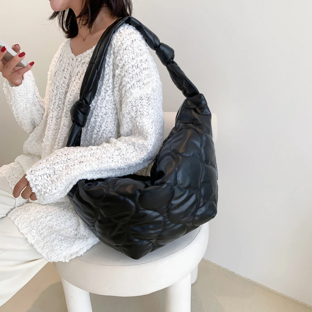 Autumn Winter Shoulder Bag Dumplings Cotton Padded Purses Handbag
