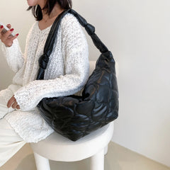 Autumn Winter Shoulder Bag Dumplings Cotton Padded Purses Handbag