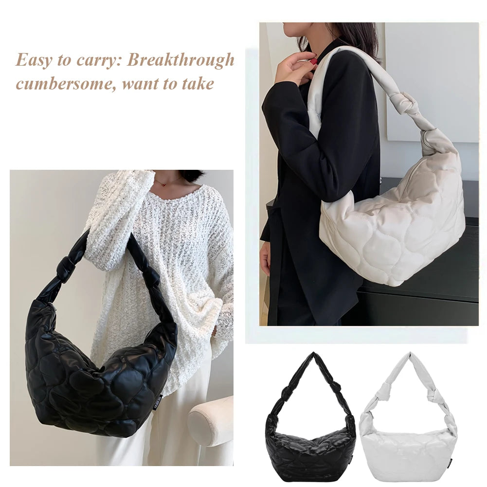 Autumn Winter Shoulder Bag Dumplings Cotton Padded Purses Handbag