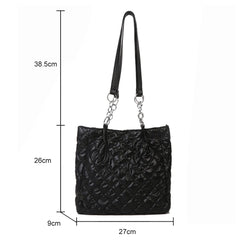 Quilted Cotton Shoulder Bag Large-capacity Chain Solid Satchel