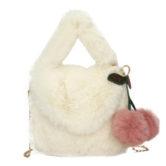 Autumn Winter Shoulder Bag with Pompom Pendant Crossbody Handbags