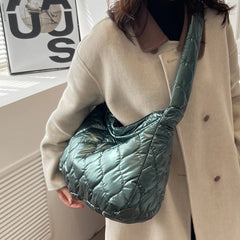 Quilted Messenger Bags Women Crossbody Bags Large Capacity Soft Girls