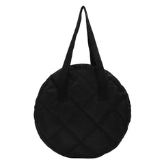Cotton Padded Round Top-handle Bag Rhombus Pattern Clutch Handbag