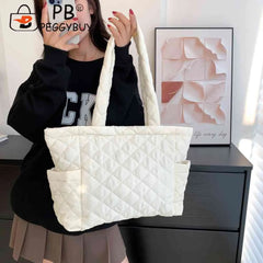 Rhombus Pattern Top-handle Bag Large Zipper Travel Purse for Women