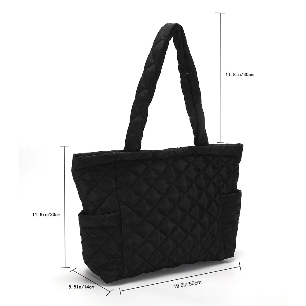 Rhombus Pattern Top-handle Bag Large Zipper Travel Purse for Women