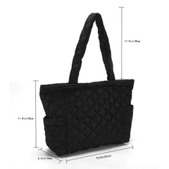Rhombus Pattern Top-handle Bag Large Zipper Travel Purse for Women