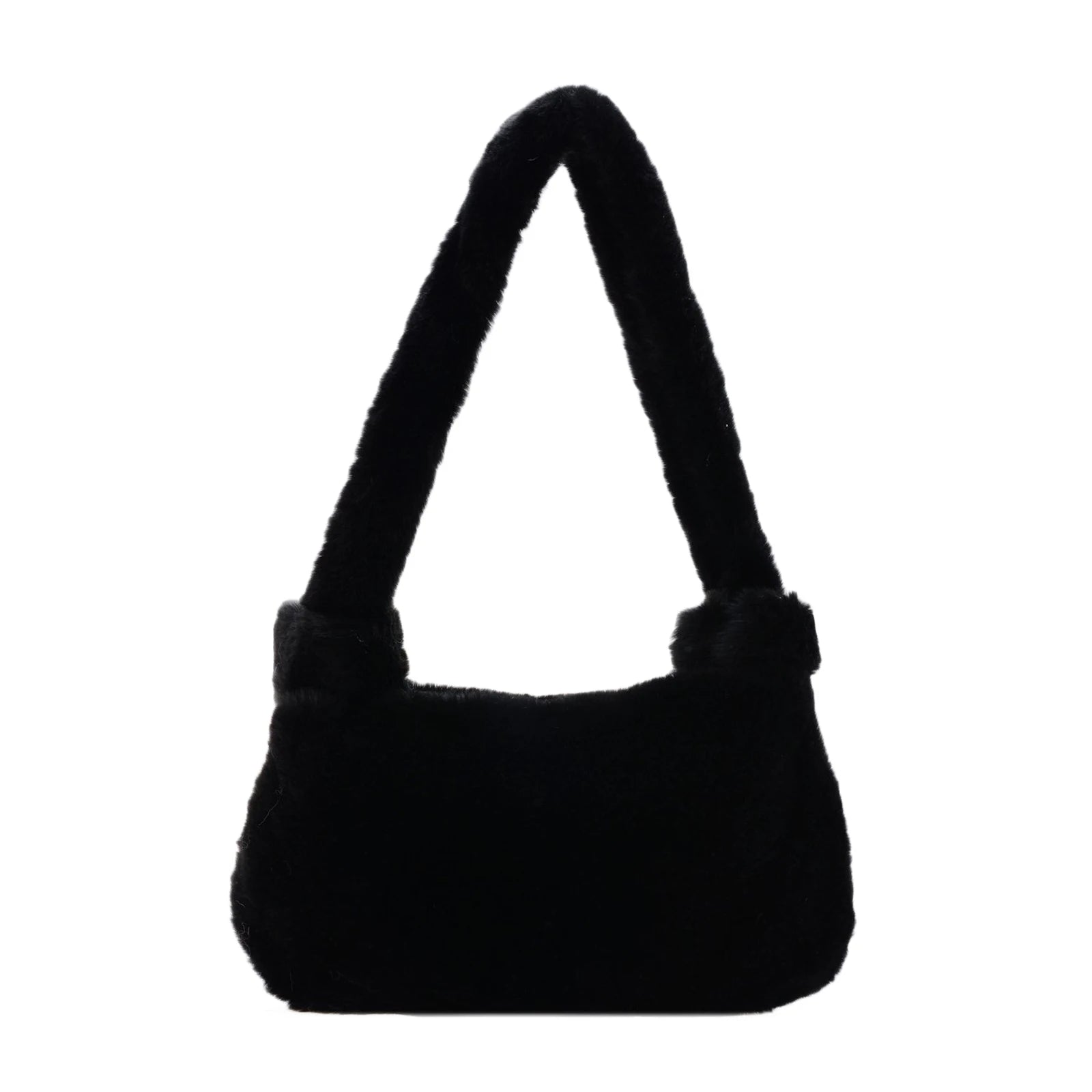 Soft Plush Fluffy Shoulder Bag Solid Color/Leopard Print Zipper Tote Handb