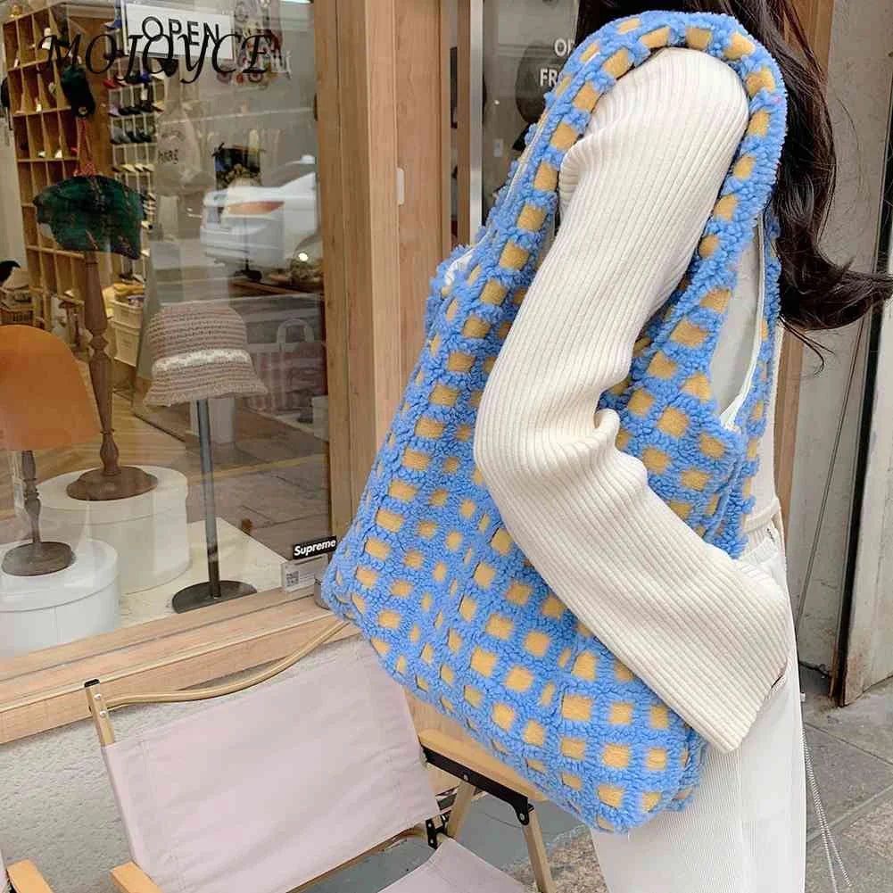 Waffle Plaid Top-handle Bag Casual Tote Shopping Large Street Travel Ladies