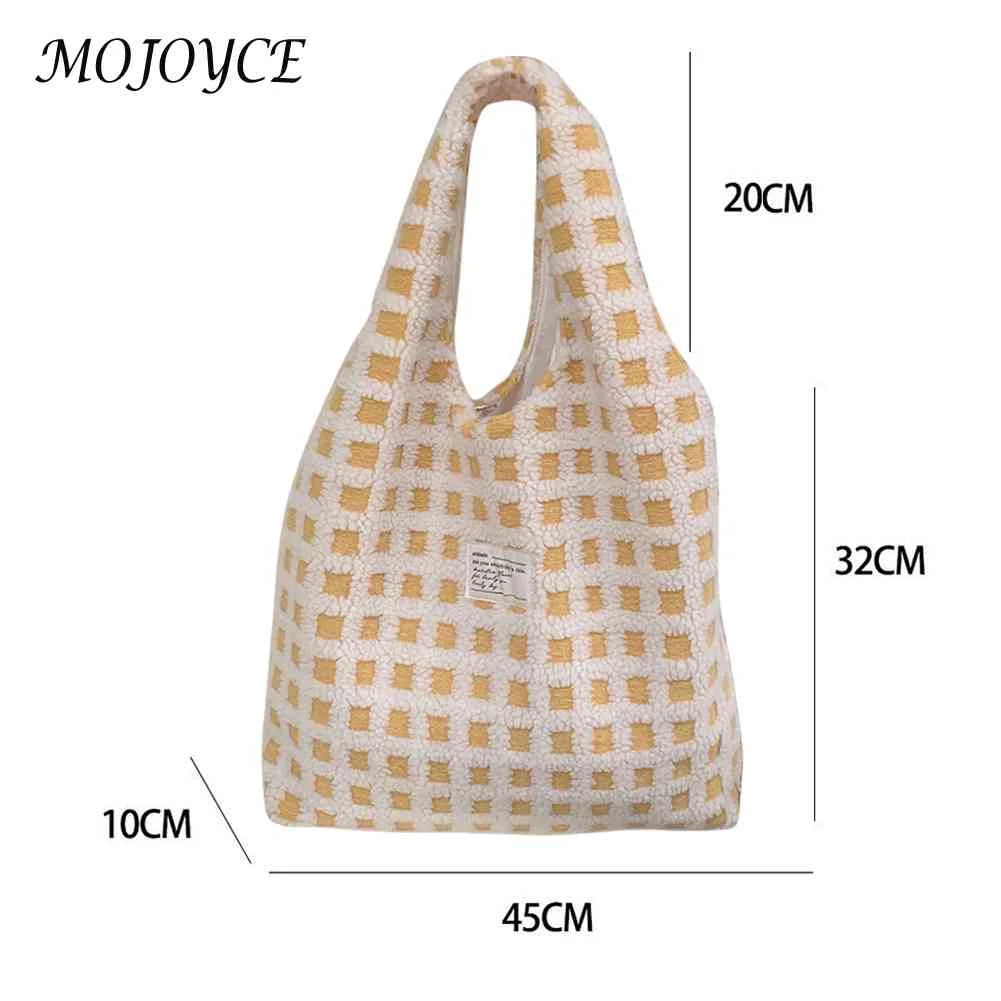 Waffle Plaid Top-handle Bag Casual Tote Shopping Large Street Travel Ladies