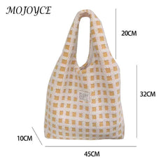 Waffle Plaid Top-handle Bag Casual Tote Shopping Large Street Travel Ladies