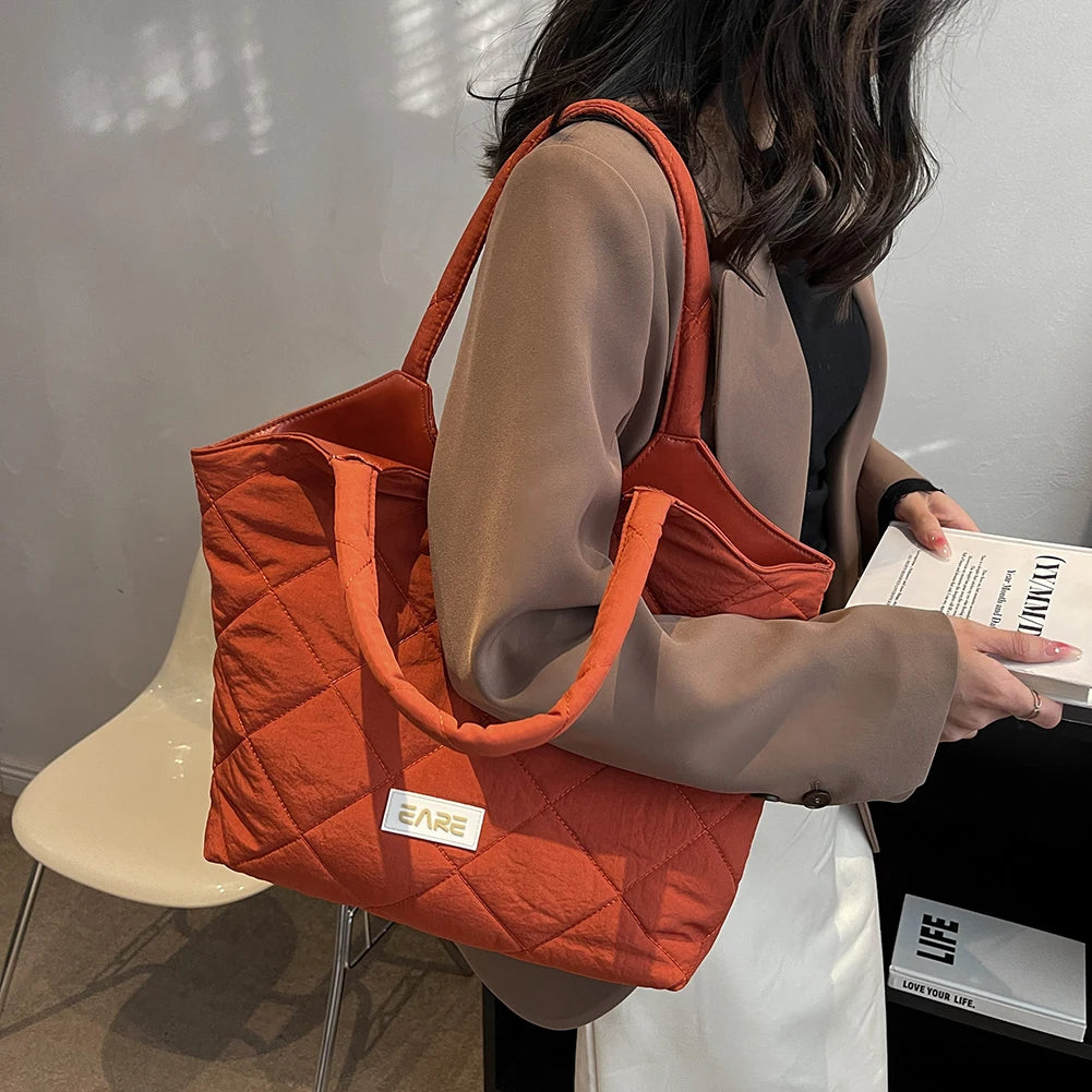 Retro Rhombic Lattice Tote Shopping Bags Ladies Clutch Shoulder Bag
