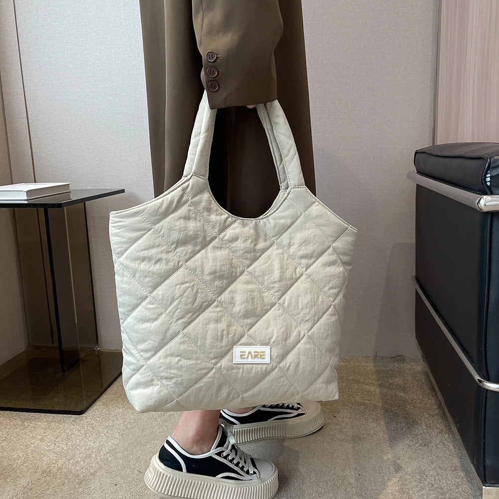 Retro Rhombic Lattice Tote Shopping Bags Ladies Clutch Shoulder Bag