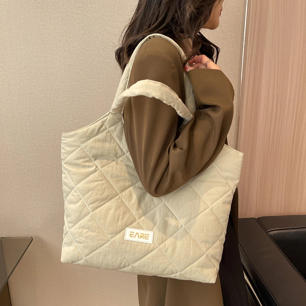 Retro Rhombic Lattice Tote Shopping Bags Ladies Clutch Shoulder Bag
