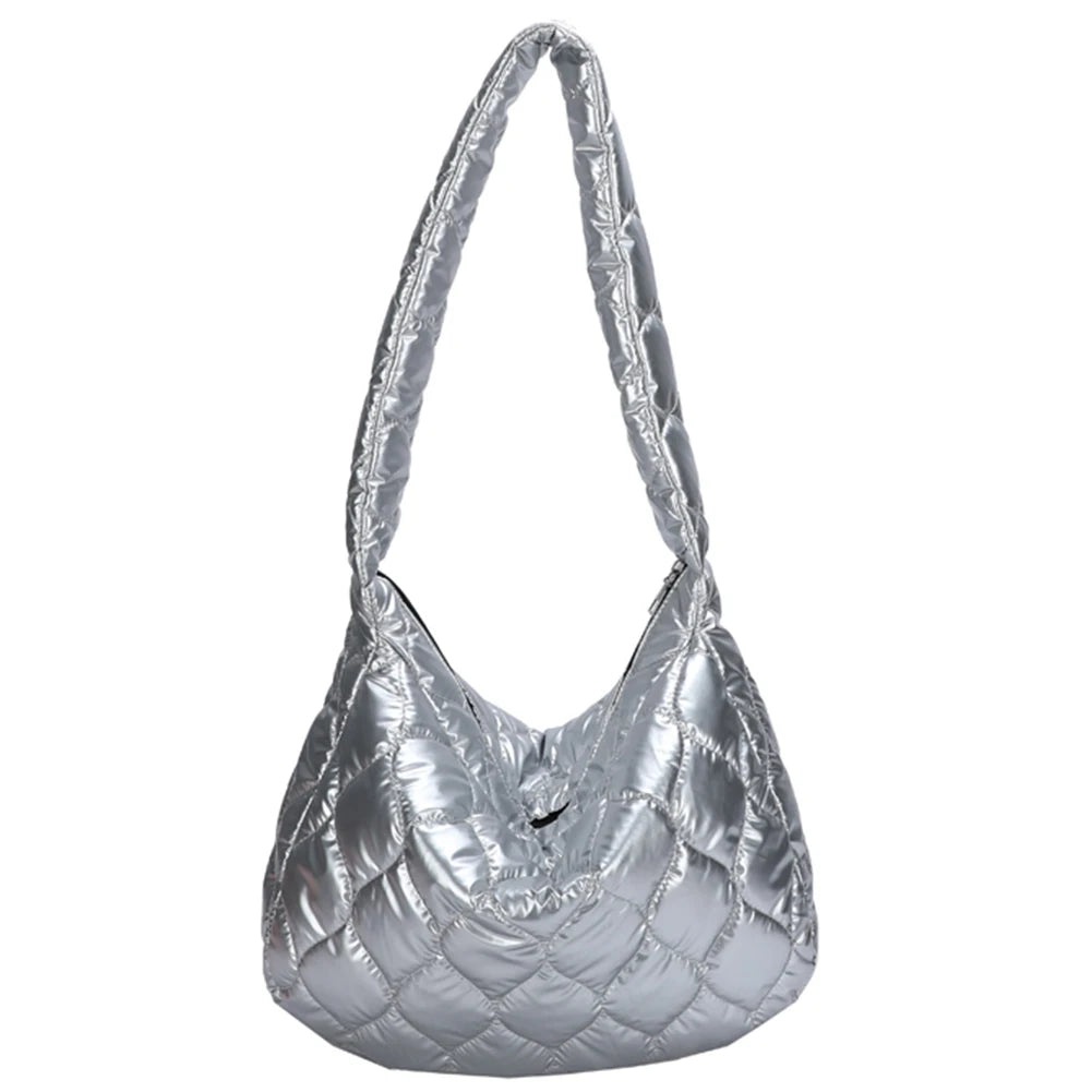 Quilted Crossbody Bag Large Capacity Lattice Pattern Casual