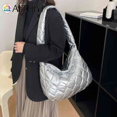 Quilted Crossbody Bag Large Capacity Lattice Pattern Casual