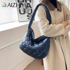 Quilted Crossbody Bag Large Capacity Lattice Pattern Casual