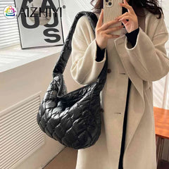 Quilted Crossbody Bag Large Capacity Lattice Pattern Casual