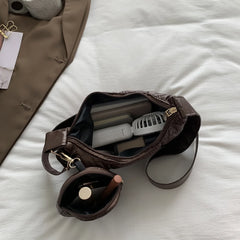 Quilted Shoulder Bag with Small Round Purse