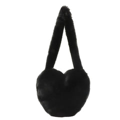 Women Tote Bag Love Heart Plush Shoulder Handbags Soft Fluffy Purses