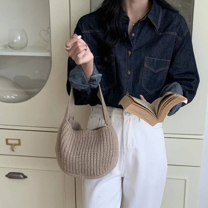 Hand Knitted Ethnic Bucket Bag for Women