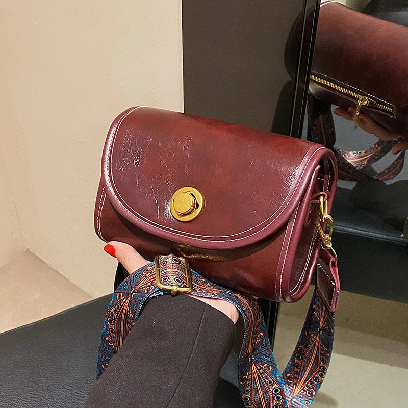 Wide Shoulder Bag Solid PU Messenger Bag Wallet