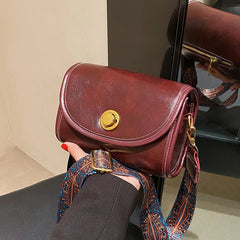 Wide Shoulder Bag Solid PU Messenger Bag Wallet