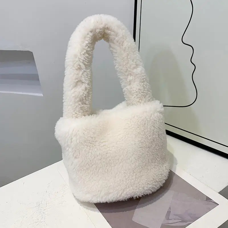 Autumn/Winter Plush Bag for Women 2022 - Luxury Lamb Wool Bucket Bag
