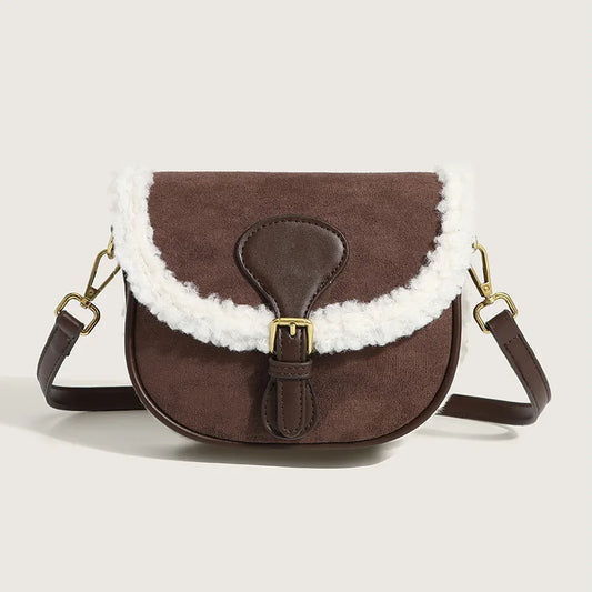 Autumn Winter Plush Bag Retro Lamb Hair Shoulder Crossbody Handbag