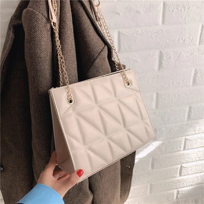 Retro Chain Crossbody Handbag High PU Leather Women's Shoulder Bag