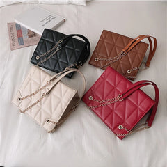 Retro Chain Crossbody Handbag High PU Leather Women's Shoulder Bag